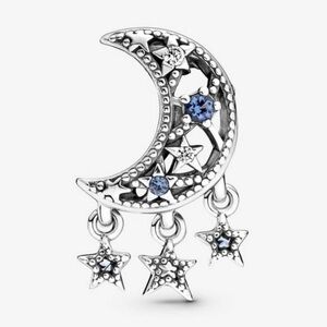 Star & Crescent Moon Charm in Sterling Silver